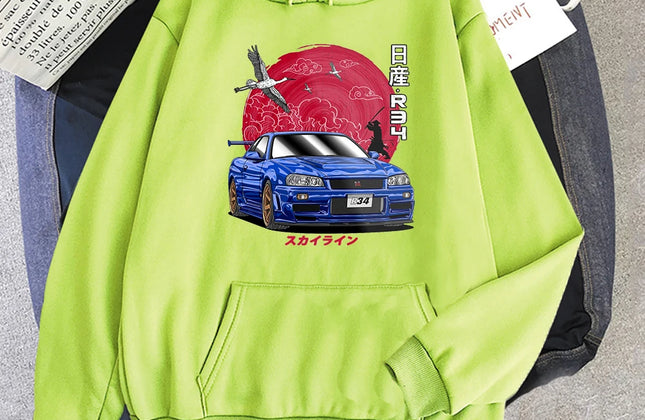 Anime Hoodie Men Sweatshirts for JDM Car Japanese Streetwear Casual Long Sleeve
