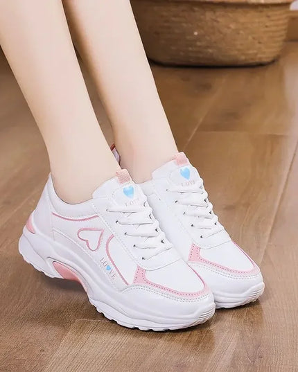 Women Shoes Heart-Shaped Platform Sneakers Woman Walking Sports-Shoes Breathable