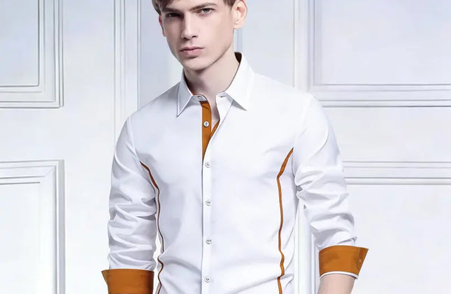 Men Color Block Long Sleeve Shirt - Constantin & Crys