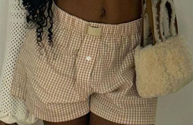 Women's Y2k Pajamas Shorts Cute Plaid Pj Short Pants Flannel Lounge Sleep