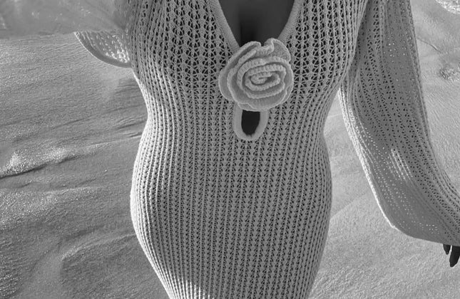 Sexy Cover Up Long Sleeve Long Dress Women Backless Beach Wear Bathing