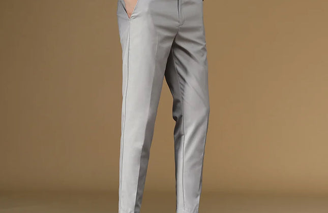 Summer Suit Pants Men Red Black Khaki Flat Formal Office Wear Smart Business