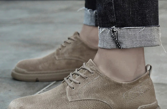 New Genuine Leather Casual Shoes Men Suede Oxfords Men Breathable Flats Shoe