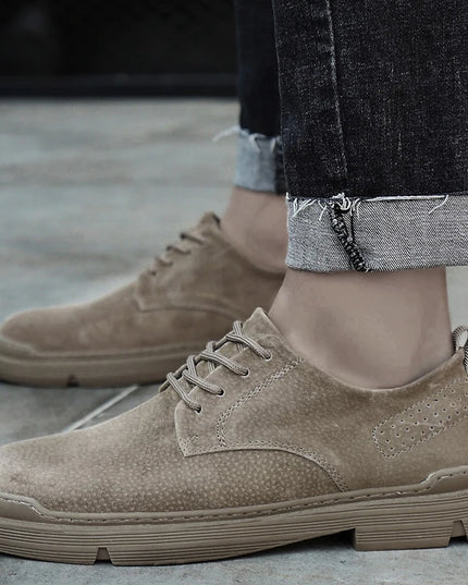 New Genuine Leather Casual Shoes Men Suede Oxfords Men Breathable Flats Shoe