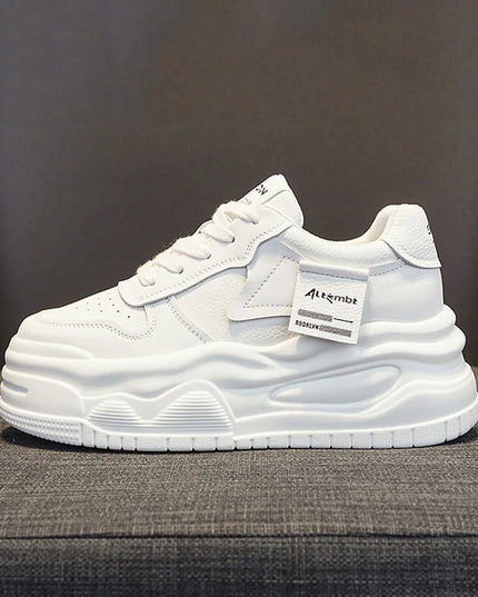 CXJYWMJL Genuine Leather Platform Sneakers Women Spring Wedgies Casual