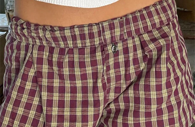 Women's Y2k Pajamas Shorts Cute Plaid Pj Short Pants Flannel Lounge Sleep