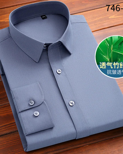 Fashion Blue Black White Mens Dress Shirts for Man Long Sleeved Shirt