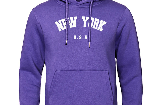 NEW YORK Letter U.S.A City Print Hoody Men Fashion Casual Long Sleeves Hooded