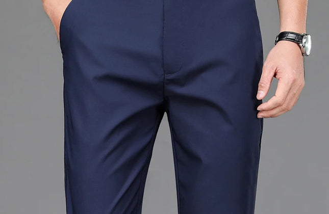 Male Pants Stretch Solid Black Smart Casual Men's Trousers Office Quick Dry