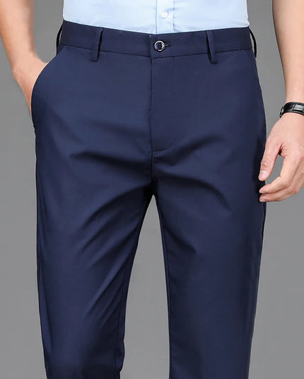 Male Pants Stretch Solid Black Smart Casual Men's Trousers Office Quick Dry
