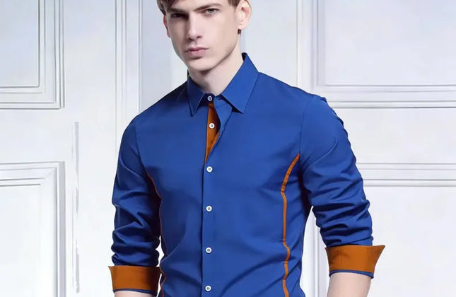 Men Color Block Long Sleeve Shirt - Constantin & Crys
