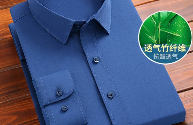Fashion Blue Black White Mens Dress Shirts for Man Long Sleeved Shirt