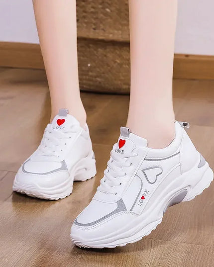 Women Shoes Heart-Shaped Platform Sneakers Woman Walking Sports-Shoes Breathable