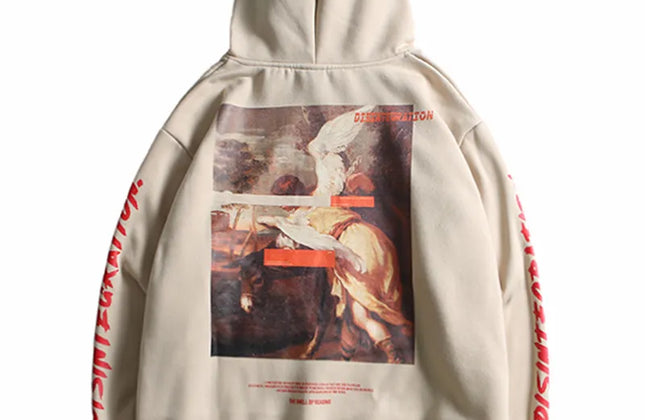 Men Hip Hop Hoodie Sweatshirt Retro Painting Print