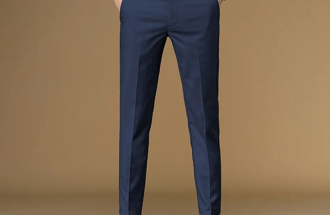 Summer Suit Pants Men Red Black Khaki Flat Formal Office Wear Smart Business