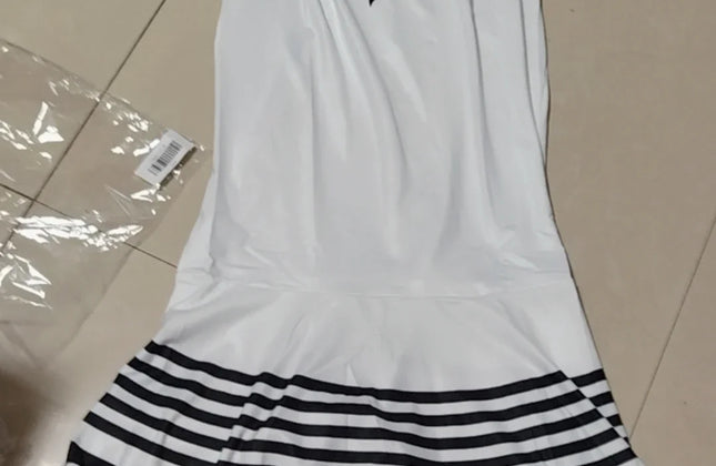 Long Dress Women Printed Stitching Long High Waist Short Sleeves