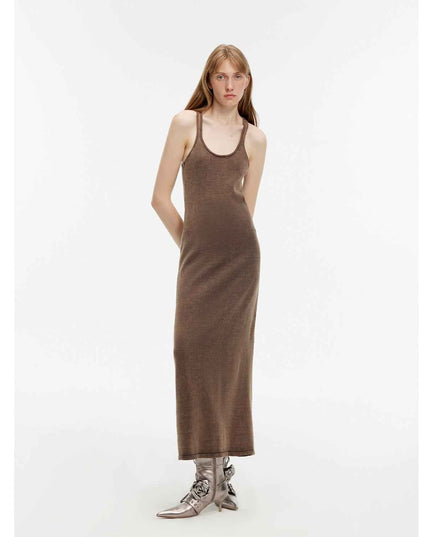 Ferment-Washed Distressed Vest Dress | U-Neck Sleeveless Cotton Dress
