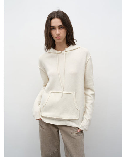 Women's Lambswool Knit Hoodie & Straight-Leg Pants Set — Premium Matching Set