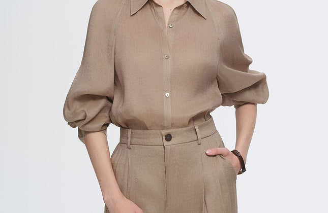 Ensemble Chemise et Pantalon à Manches Longues en Soie de Mûrier et Lin | Luxe Respirant
