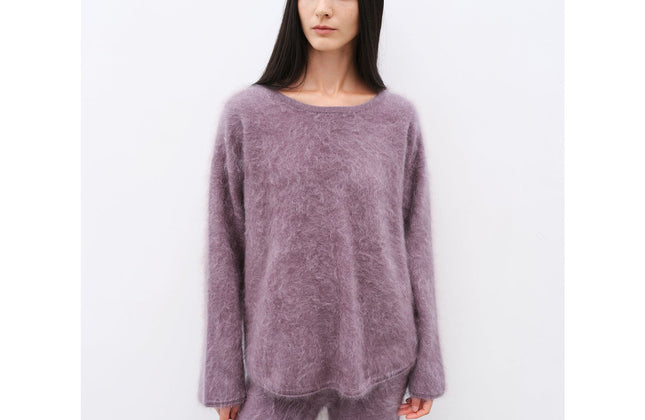 Ensemble pull col rond et pantalon en maille droite 100 % cachemire | Brossé à la main