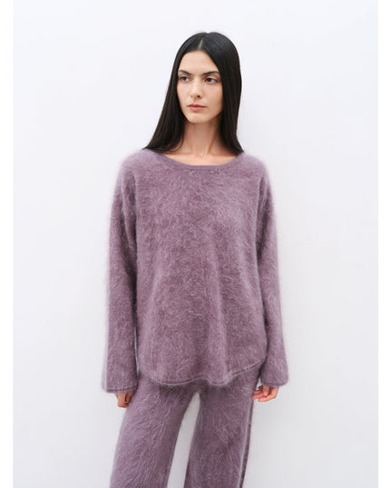 100% Cashmere Crewneck Sweater & Straight-Leg Knit Pants Set | Hand-Brushed