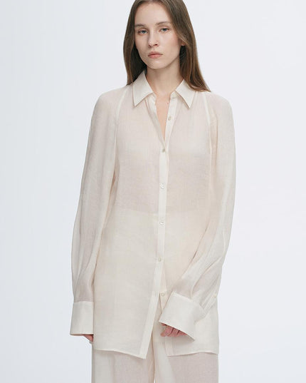 Mulberry Silk & Linen Long-Sleeve Shirt and Trousers Set | Breathable Luxury