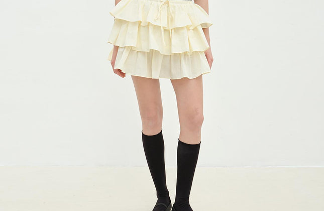 "Blueberry Cream" Pure Cotton Lace Cake Skirt | Anti-Exposure Design