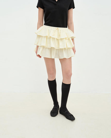 "Blueberry Cream" Pure Cotton Lace Cake Skirt | Anti-Exposure Design