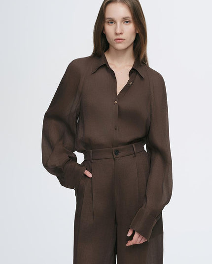 Mulberry Silk & Linen Long-Sleeve Shirt and Trousers Set | Breathable Luxury