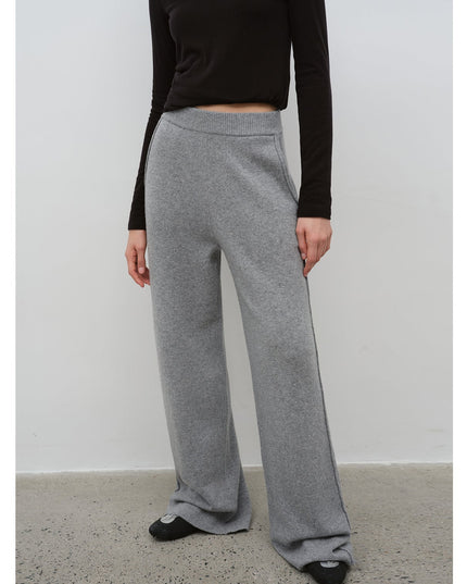 Women's Lambswool Knit Hoodie & Straight-Leg Pants Set — Premium Matching Set