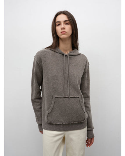 Women's Lambswool Knit Hoodie & Straight-Leg Pants Set — Premium Matching Set