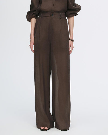 Mulberry Silk & Linen Long-Sleeve Shirt and Trousers Set | Breathable Luxury