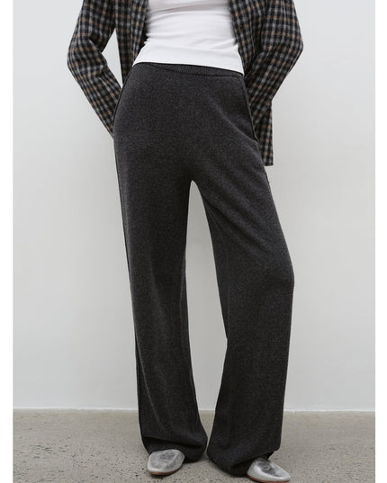 Women's Lambswool Knit Hoodie & Straight-Leg Pants Set — Premium Matching Set