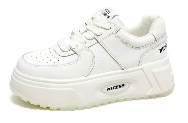 CXJYWMJL Genuine Leather Platform Sneakers Women Spring Casual Vulcanized Shoes