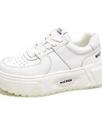 CXJYWMJL Genuine Leather Platform Sneakers Women Spring Casual Vulcanized Shoes