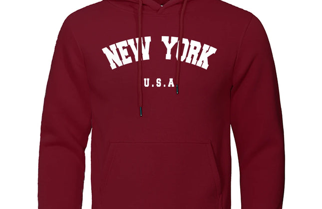 NEW YORK Letter U.S.A City Print Hoody Men Fashion Casual Long Sleeves Hooded
