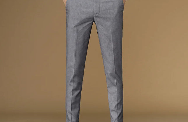 Summer Suit Pants Men Red Black Khaki Flat Formal Office Wear Smart Business