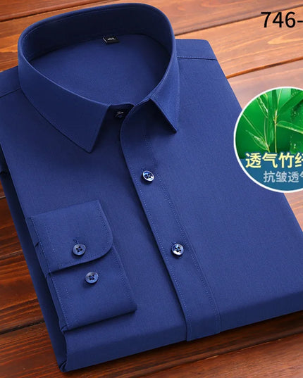 Fashion Blue Black White Mens Dress Shirts for Man Long Sleeved Shirt