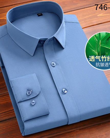 Fashion Blue Black White Mens Dress Shirts for Man Long Sleeved Shirt