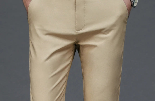 Male Pants Stretch Solid Black Smart Casual Men's Trousers Office Quick Dry