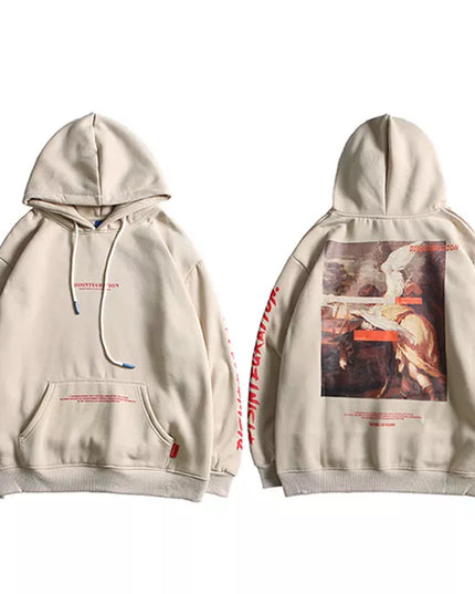 Men Hip Hop Hoodie Sweatshirt Retro Painting Print