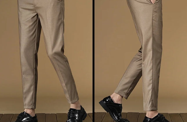 Summer Suit Pants Men Red Black Khaki Flat Formal Office Wear Smart Business