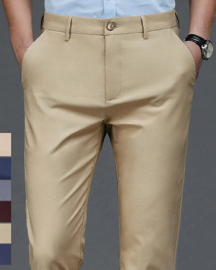 Male Pants Stretch Solid Black Smart Casual Men's Trousers Office Quick Dry
