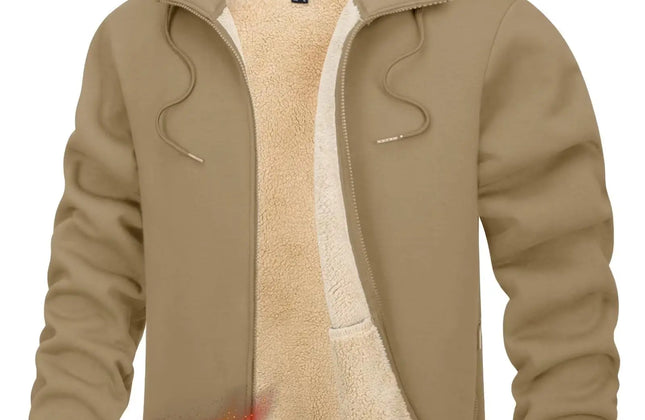 Men's Fleece-Lined Full-Zip Hoodie by TACVASEN
