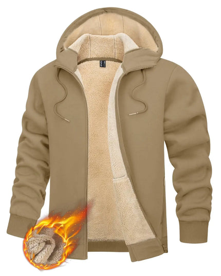 Men's Fleece-Lined Full-Zip Hoodie by TACVASEN
