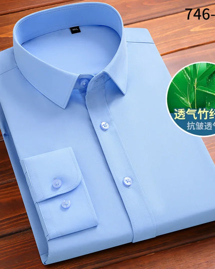 Fashion Blue Black White Mens Dress Shirts for Man Long Sleeved Shirt