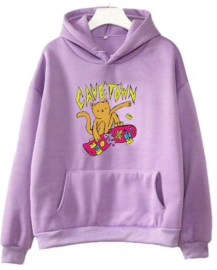 Cavetown Cat Hoodie Kawaii Cartoon Printed Sweatshirts Casual Long Sleeve
