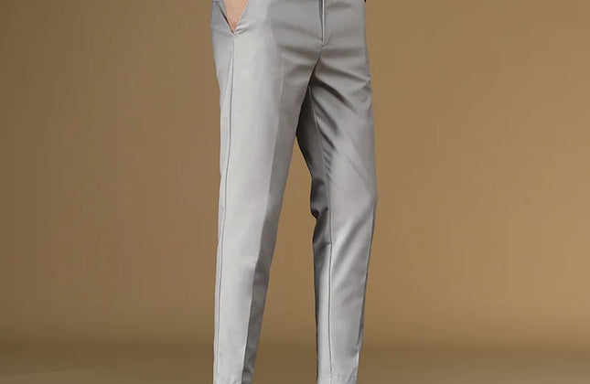 Summer Suit Pants Men Red Black Khaki Flat Formal Office Wear Smart Business