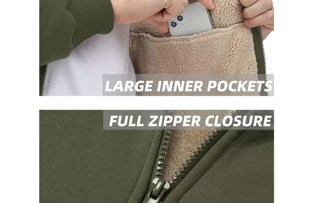 Men's Fleece-Lined Full-Zip Hoodie by TACVASEN
