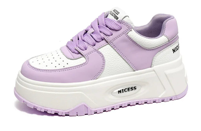CXJYWMJL Genuine Leather Platform Sneakers Women Spring Casual Vulcanized Shoes